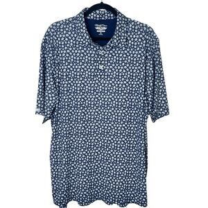 Straight Down Dice Print Performance Polo Short Sleeve Navy Sz XL